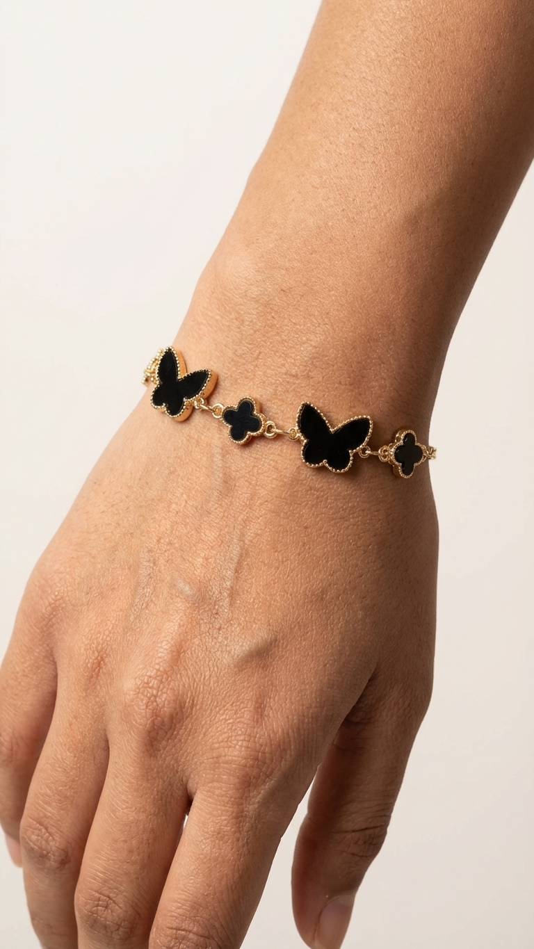 Black Butterfly Charm Bracelet