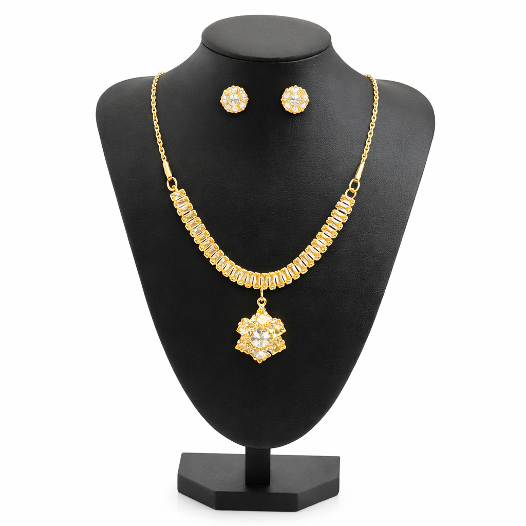 Royal Crystal Pendant Necklace Set