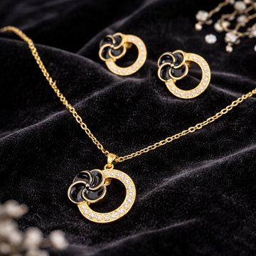 Floral Circle Pendant Necklace Set ⭐