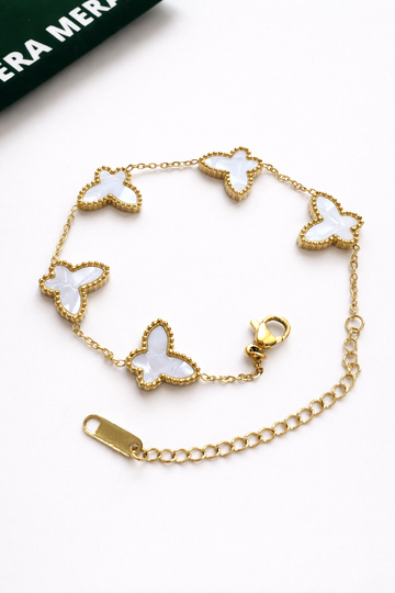 Butterfly Pearl Chain Bracelet