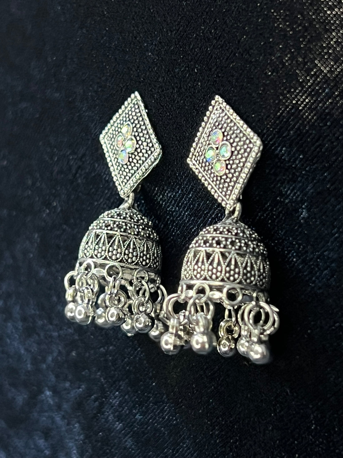 Vintage Silver Dome Jhumka Earrings&nbsp;