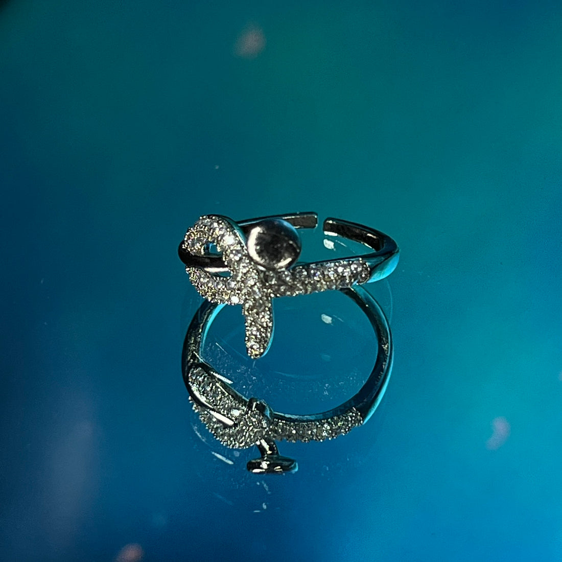 Floral Crystal Twist Ring (Standard Size)