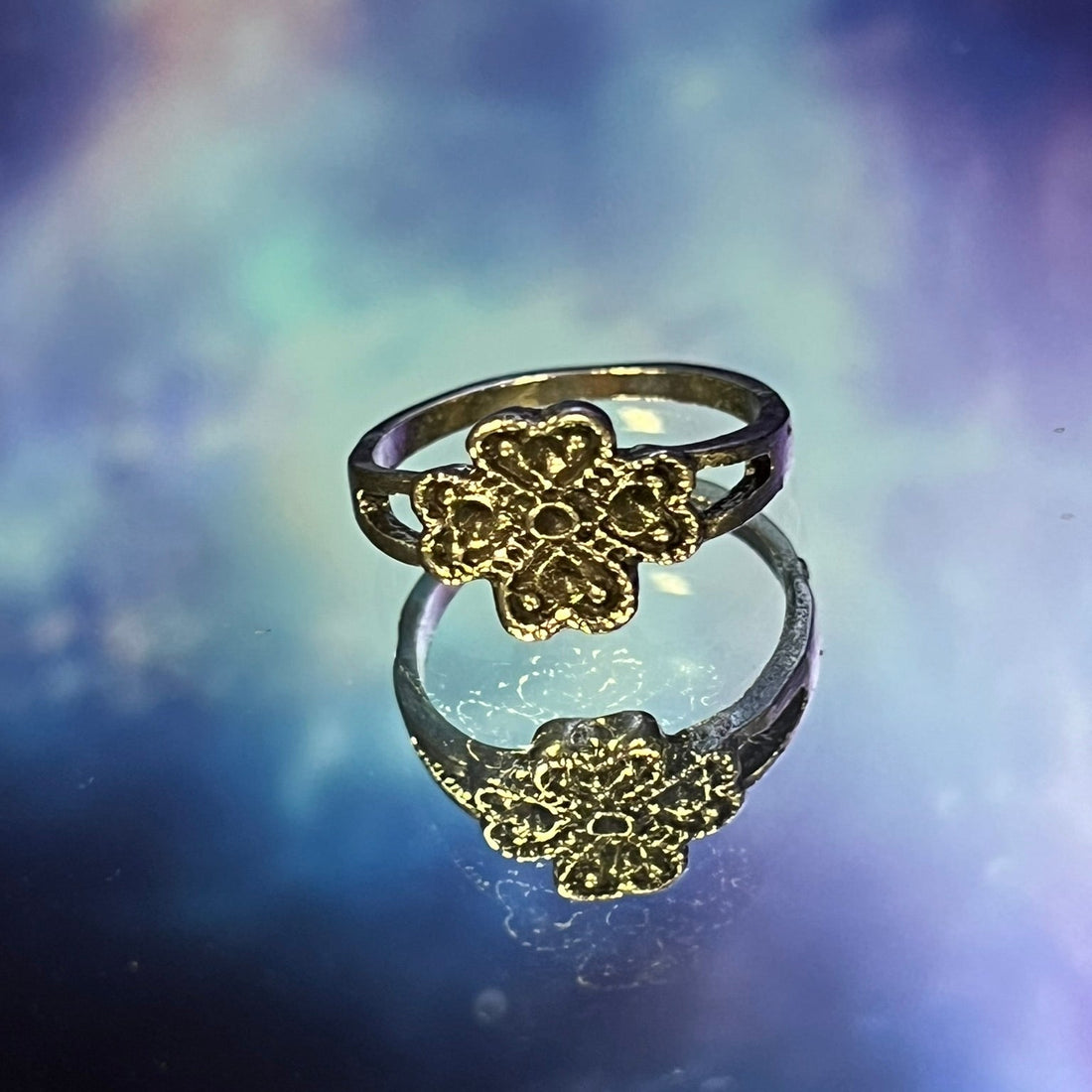 Silver Floral Charm Ring (Standard Size)