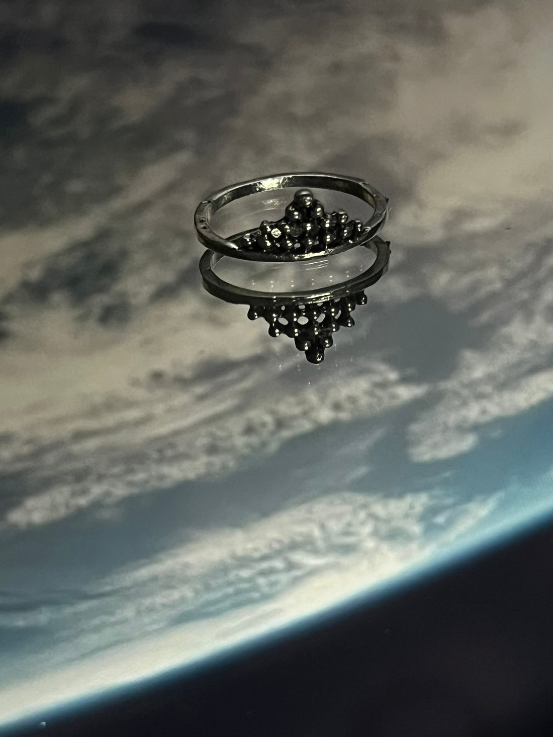 Silver Black Cluster Ring (Standard Size)