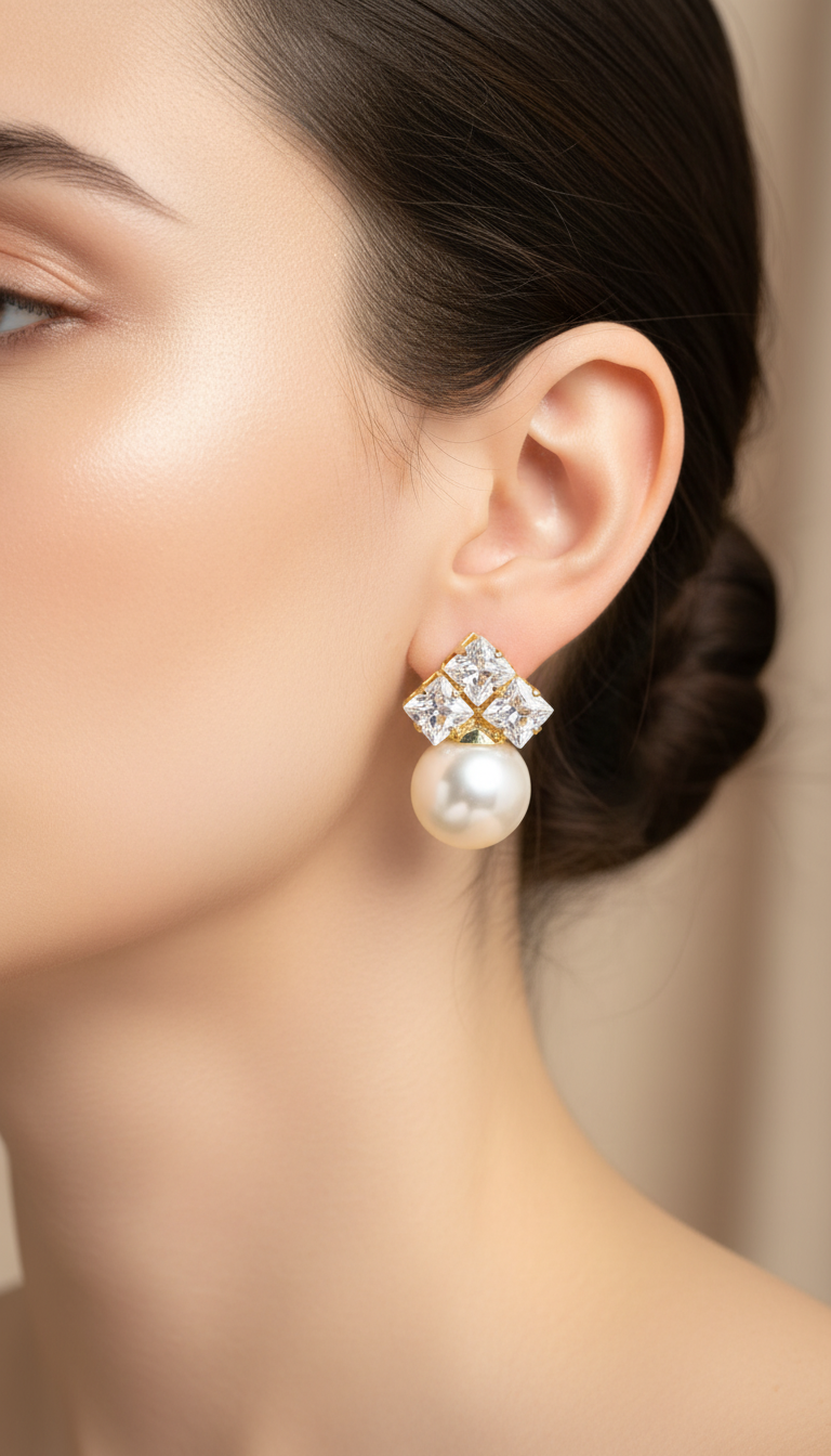 Crystal Pearl Drop Earrings