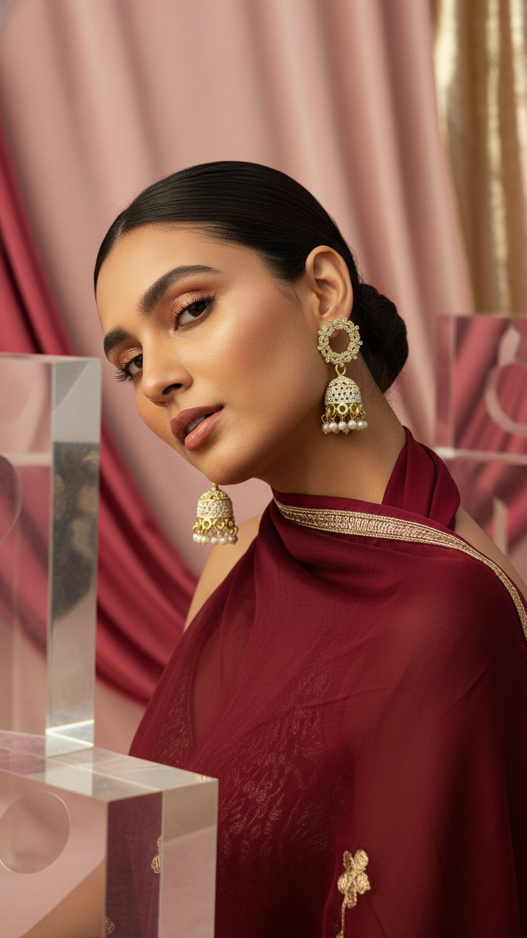 Bridal Floral Jhumka Earrings